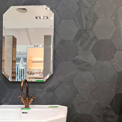 Black Santa Ana hexagonal slate